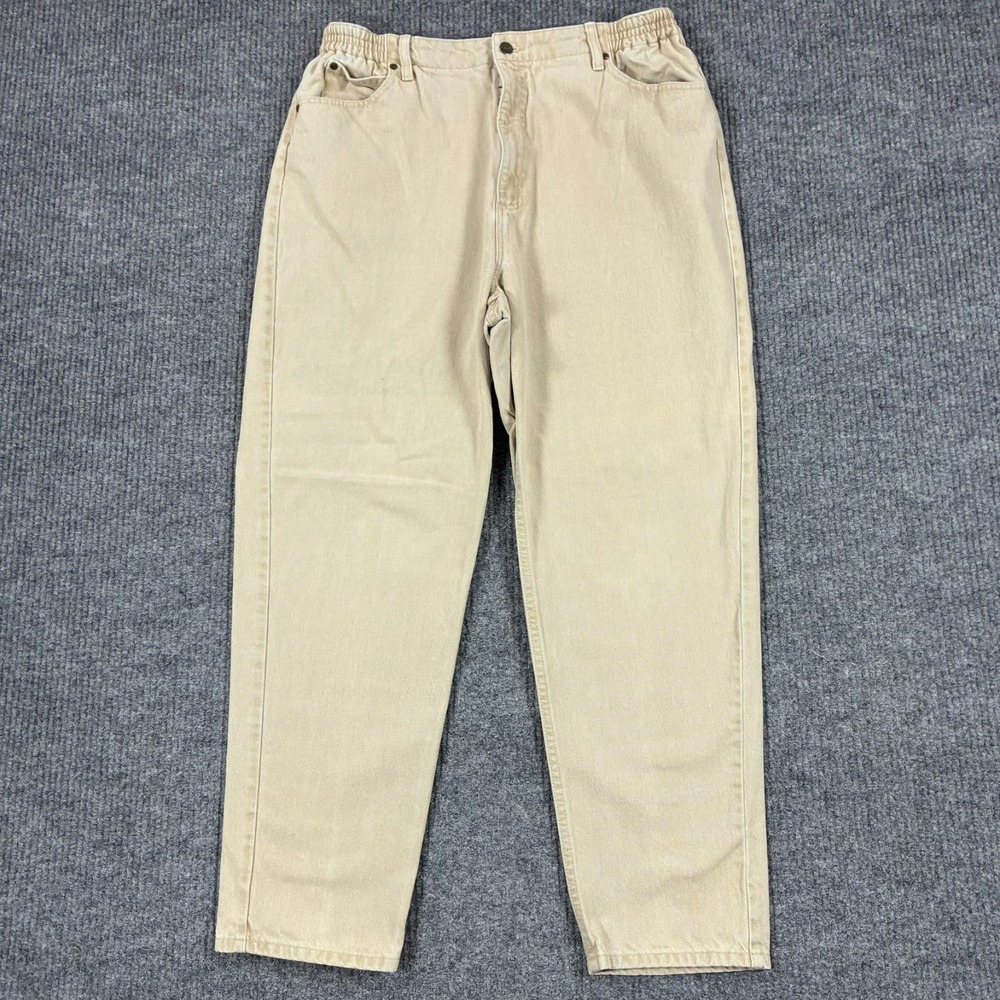L.L.Bean Womens Pants Size 18 Reg Original Fit Relaxed Beige High Rise Cotton